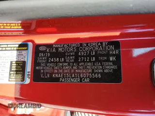 2020 Kia Stinger GT-Line with VIN KNAE15LA1L6075566, listed as a Copart auction lot 45475985 with 46,922 mi miles and Salvage Title. Bid and sale history available at DreamBid. Image 14.
