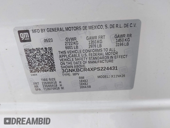 2023 Chevrolet Blazer LT с VIN 3GNKBCR4XPS224431, выставлен на аукционе IAAI как лот 42232072 с пробегом 20 872 миль миль и . История ставок и продаж доступна на DreamBid. Изображение 9.