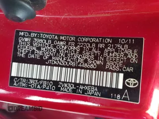 2011 Toyota Prius I with VIN JTDKN3DU9B1448680, listed as a IAAI auction lot 42212928 with 157,250 mi miles and . Bid and sale history available at DreamBid. Image 9.