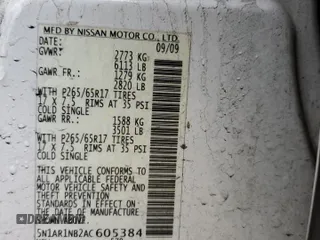 2010 Nissan Pathfinder SE z VIN 5N1AR1NB2AC605384, wystawiony jako Copart lot #52105735 z przebiegiem 138 019 mil mil oraz Szkoda całkowita • Salvage title. Historia ofert i sprzedaży dostępna na DreamBid. Obrazek 15.