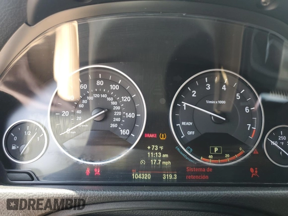 2014 BMW 3 Series 320i xDrive with VIN WBA3C3C53EK200375, listed as a Copart auction lot 59915595 with 104,320 mi miles and Salvage title. Bid and sale history available at DreamBid. Image 9.