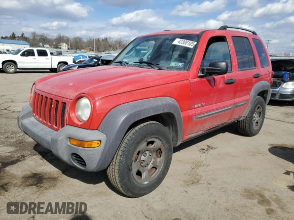 2004 Jeep Liberty Sport with VIN 1J4GL48K04W242576, listed as a Copart auction lot 42300105 with 229,717 mi miles and Salvage Title. Bid and sale history available at DreamBid. Image 1.