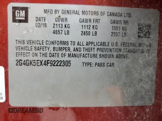 2015 Buick Regal with VIN 2G4GK5EX4F9222305, listed as a Copart auction lot 54950385 with 164,604 mi miles and Clean Title. Bid and sale history available at carsss.com. Image 12.