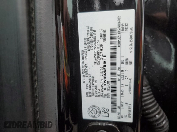 2021 Ford F-150 XL z VIN 1FTFW1E82MFB19118, wystawiony jako Copart lot #58718855 z przebiegiem 121 251 mil mil oraz Szkoda całkowita • Salvage title. Historia ofert i sprzedaży dostępna na DreamBid. Obrazek 12.