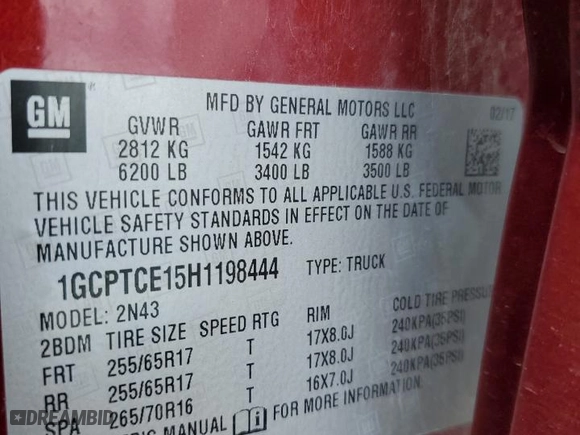 2017 Chevrolet Colorado 4WD LT with VIN 1GCPTCE15H1198444, listed as a Copart auction lot 86811694 with 0 mi miles and Salvage Title. Bid and sale history available at carsss.com. Image 13.