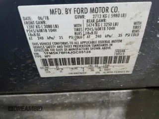 2018 Ford Explorer with VIN 1FM5K7BH4JGC05126, listed as a Copart auction lot 87030684 with 90,554 mi miles and Salvage title. Bid and sale history available at DreamBid. Image 13.