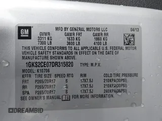 2013 GMC Yukon SLT with VIN 1GKS2CE07DR315820, listed as a IAAI auction lot 41653433 with 137,491 mi miles. Bid and sale history available at carsss.com. Image 9.