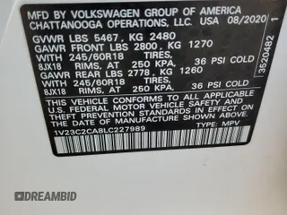 2020 Volkswagen Atlas SE with VIN 1V23C2CA8LC227989, listed as a Copart auction lot 78435574 with 122,537 mi miles and Salvage title. Bid and sale history available at DreamBid. Image 14.