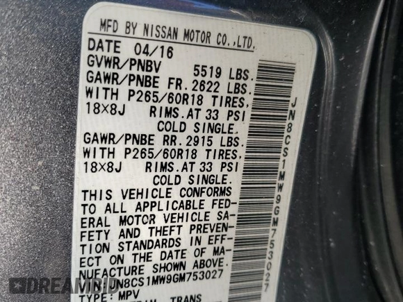 2016 Infiniti QX70 z VIN JN8CS1MW9GM753027, wystawiony jako Copart lot #42590825 z przebiegiem 108 819 mil mil oraz Szkoda całkowita • Salvage title. Historia ofert i sprzedaży dostępna na DreamBid. Obrazek 15.