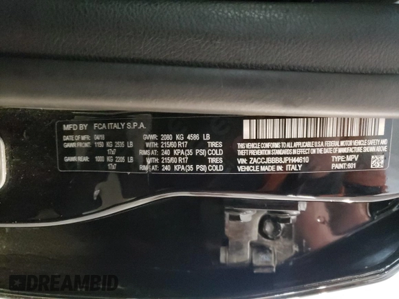 2018 Jeep Renegade Latitude with VIN ZACCJBBB8JPH44610, listed as a Copart auction lot 41803915 with 82,635 mi miles and Non Repairable. Bid and sale history available at DreamBid. Image 15.