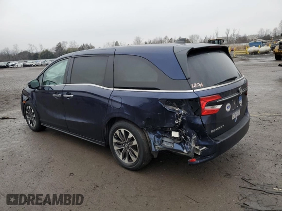 2021 Honda Odyssey EX-L with VIN 5FNRL6H70MB011669, listed as a Copart auction lot 43685815 with 77,542 mi miles and Salvage Title. Bid and sale history available at DreamBid. Image 2.
