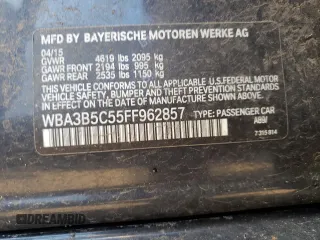 2015 BMW 3 Series 328i xDrive z VIN WBA3B5C55FF962857, wystawiony jako Copart lot #52691015 z przebiegiem 129 523 mil mil oraz Nie do naprawy • Non repairable. Historia ofert i sprzedaży dostępna na DreamBid. Obrazek 12.