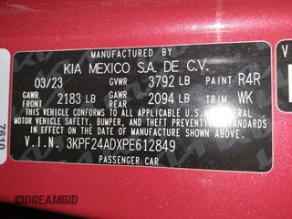 2023 Kia Forte LXS with VIN 3KPF24ADXPE612849, listed as a IAAI auction lot 41896506 with 35,423 mi miles. Bid and sale history available at carsss.com. Image 9.