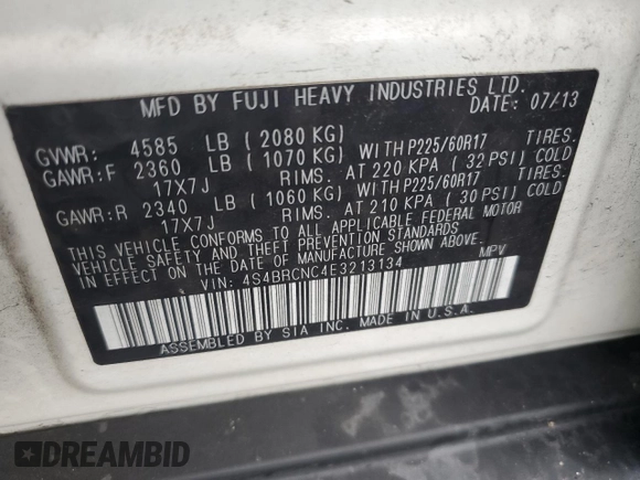 2014 Subaru Outback Limited with VIN 4S4BRCNC4E3213134, listed as a Copart auction lot 64635925 with 146,789 mi miles and Clean title. Bid and sale history available at DreamBid. Image 12.
