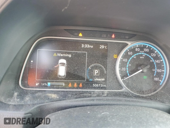 2023 Nissan LEAF SV Plus with VIN 1N4CZ1CVXPC550983, listed as a Copart auction lot 58573805 with 50,673 mi miles and Salvage title. Bid and sale history available at DreamBid. Image 9.