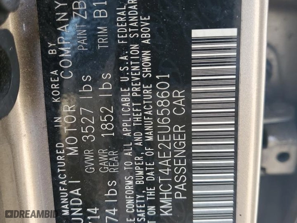 2014 Hyundai Accent GLS with VIN KMHCT4AE2EU658601, listed as a Copart auction lot 51180355 with 132,147 mi miles and Salvage Title. Bid and sale history available at carsss.com. Image 12.