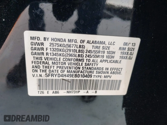 2014 Acura MDX Tech Pkg with VIN 5FRYD4H49EB010409, listed as a IAAI auction lot 41344123 with 118,066 mi miles. Bid and sale history available at carsss.com. Image 9.
