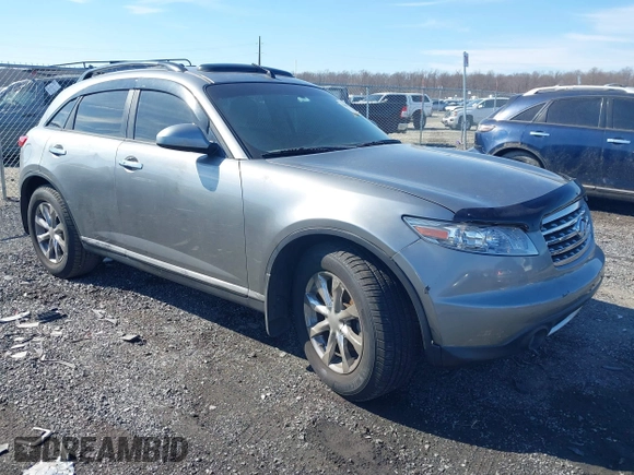 2007 Infiniti FX with VIN JNRAS08U87X103464, listed as a IAAI auction lot 41644171 with Not Provided miles. Bid and sale history available at carsss.com. Image 1.