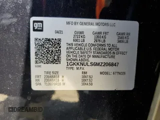 2021 GMC Acadia SLT с VIN 1GKKNULS6MZ206847, выставлен на аукционе Copart как лот 55249065 с пробегом 81 500 миль миль и Списание • Salvage title. История ставок и продаж доступна на DreamBid. Изображение 13.