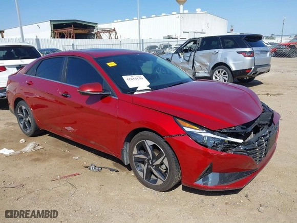 2023 Hyundai Elantra Limited with VIN KMHLP4AG7PU607958, listed as a IAAI auction lot 41854130 with 57,875 mi miles. Bid and sale history available at carsss.com. Image 1.