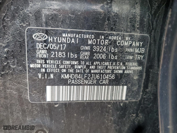 2018 Hyundai Elantra Value Edition with VIN KMHD84LF2JU610456, listed as a Copart auction lot 51293405 with 110,830 mi miles and Clean Title. Bid and sale history available at carsss.com. Image 13.