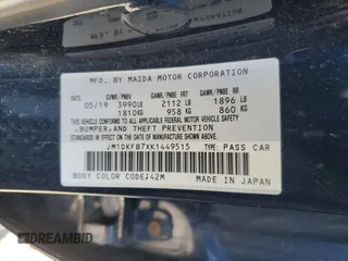 2019 Mazda CX-3 Sport with VIN JM1DKFB7XK1449515, listed as a Copart auction lot 46509455 with 93,699 mi miles and Salvage Title. Bid and sale history available at carsss.com. Image 12.