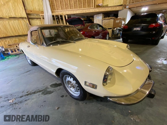 1973 Alfa Romeo Spider z VIN AR3041681, wystawiony jako Copart lot #55390735 z przebiegiem 20 513 mil mil oraz Tytuł czysty. Historia ofert i sprzedaży dostępna na DreamBid. Obrazek 1.