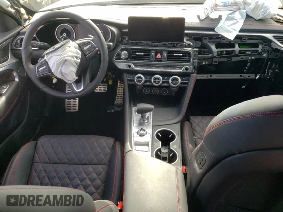 2023 Genesis G70 3.3T with VIN KMTG54TE7PU128609, listed as a Copart auction lot 53644364 with 5,843 mi miles and Salvage title. Bid and sale history available at DreamBid. Image 8.