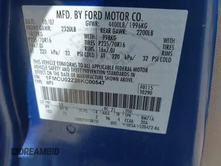 2008 Ford Escape XLS z VIN 1FMCU02Z28KC00547, wystawiony jako IAAI lot #42540493 z przebiegiem 142 584 mil mil oraz . Historia ofert i sprzedaży dostępna na DreamBid. Obrazek 9.