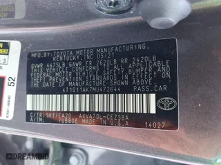 2021 Toyota Camry SE Nightshade with VIN 4T1G11AK7MU472644, listed as a IAAI auction lot 41316133 with 61,208 mi miles. Bid and sale history available at carsss.com. Image 9.