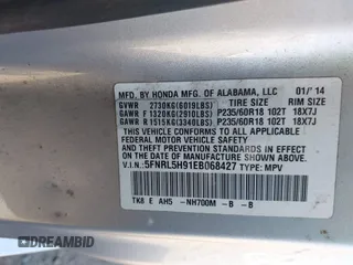 2014 Honda Odyssey Touring with VIN 5FNRL5H91EB068427, listed as a IAAI auction lot 42163315 with 184,134 mi miles and . Bid and sale history available at DreamBid. Image 9.