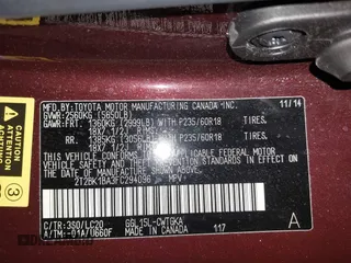 2015 Lexus RX 350 with VIN 2T2BK1BA3FC294096, listed as a IAAI auction lot 42534967 with 70,359 mi miles and . Bid and sale history available at DreamBid. Image 9.