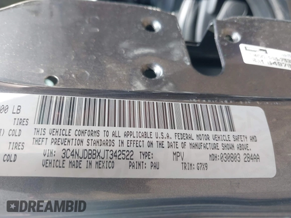 2018 Jeep Compass Latitude с VIN 3C4NJDBBXJT342522, выставлен на аукционе IAAI как лот 42081491 с пробегом 107 862 миль миль и . История ставок и продаж доступна на DreamBid. Изображение 9.