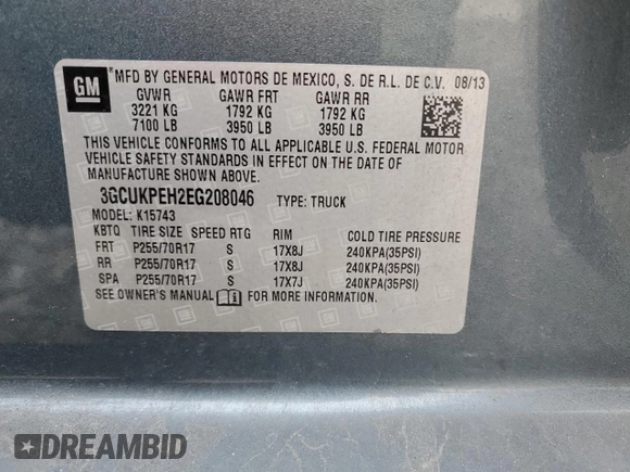 2014 Chevrolet Silverado 1500 Work Truck with VIN 3GCUKPEH2EG208046, listed as a Copart auction lot 75716924 with 163,598 mi miles and Salvage Title. Bid and sale history available at DreamBid. Image 12.