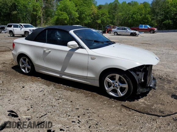 2012 BMW 1 Series 128i with VIN WBAUN1C50CVR00384, listed as a Copart auction lot 53232185 with 79,189 mi miles and Salvage title. Bid and sale history available at DreamBid. Image 4.