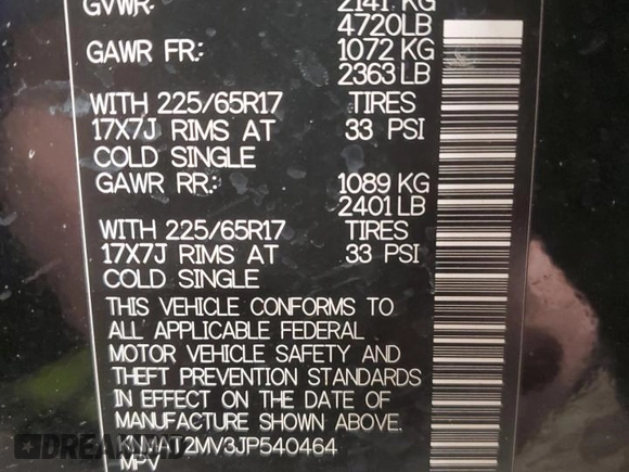 2018 Nissan Rogue SV with VIN KNMAT2MV3JP540464, listed as a Copart auction lot 46167135 with 90,639 mi miles and Salvage Title. Bid and sale history available at carsss.com. Image 13.