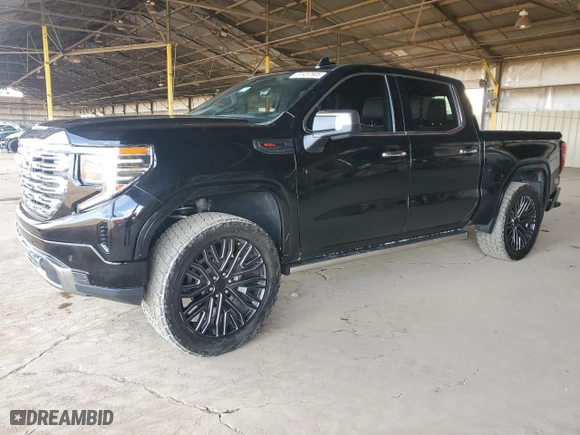 2023 GMC Sierra 1500 Denali Ultimate with VIN 1GTUUHEL9PZ273709, listed as a Copart auction lot 51457605 with 24,147 mi miles and Salvage Title. Bid and sale history available at carsss.com. Image 1.