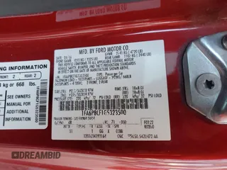 2016 Ford Mustang GT with VIN 1FA6P8CF1G5323500, listed as a Copart auction lot 62330735 with 105,273 mi miles and Salvage title. Bid and sale history available at DreamBid. Image 12.