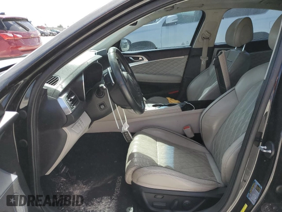 2019 Genesis G70 2.0T Advanced with VIN KMTG44LA9KU015043, listed as a Copart auction lot 77567484 with 80,635 mi miles and Salvage Title. Bid and sale history available at carsss.com. Image 7.