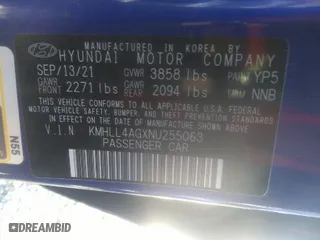 2022 Hyundai Elantra SE with VIN KMHLL4AGXNU255063, listed as a IAAI auction lot 41364777 with 31,512 mi miles. Bid and sale history available at carsss.com. Image 9.