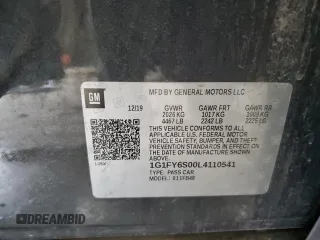 2020 Chevrolet Bolt EV LT z VIN 1G1FY6S00L4110541, wystawiony jako Copart lot #56938575 z przebiegiem 111 798 mil mil oraz Szkoda całkowita • Salvage title. Historia ofert i sprzedaży dostępna na DreamBid. Obrazek 12.