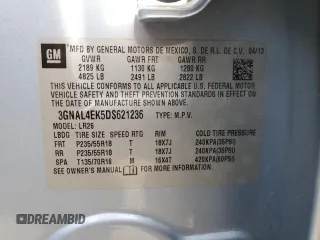 2013 Chevrolet Captiva Sport LTZ with VIN 3GNAL4EK5DS621236, listed as a Copart auction lot 78531134 with 145,439 mi miles and Salvage Title. Bid and sale history available at DreamBid. Image 15.