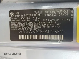 2010 BMW 3 Series 328i with VIN WBAWV1C52AP123541, listed as a Copart auction lot 86544454 with 192,952 mi miles and Clean Title. Bid and sale history available at carsss.com. Image 12.