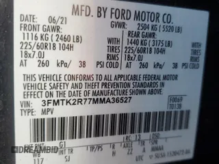 2021 Ford Mustang Mach-E California Route 1 with VIN 3FMTK2R77MMA36527, listed as a Copart auction lot 49133175 with 60,168 mi miles and Salvage Title. Bid and sale history available at DreamBid. Image 14.