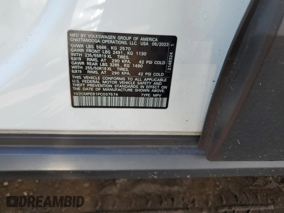 2023 Volkswagen ID.4 Pro with VIN 1V2CMPE81PC037574, listed as a Copart auction lot 48315845 with 9,499 mi miles and Salvage Title. Bid and sale history available at DreamBid. Image 14.