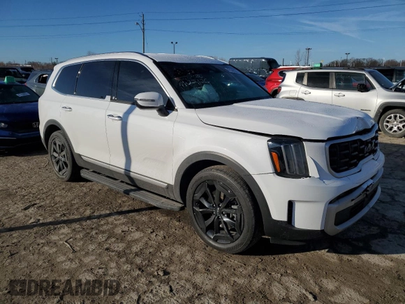 2023 Kia Telluride S with VIN 5XYP6DGC7PG346152, listed as a Copart auction lot 47249235 with 27,096 mi miles and Salvage Title. Bid and sale history available at DreamBid. Image 4.
