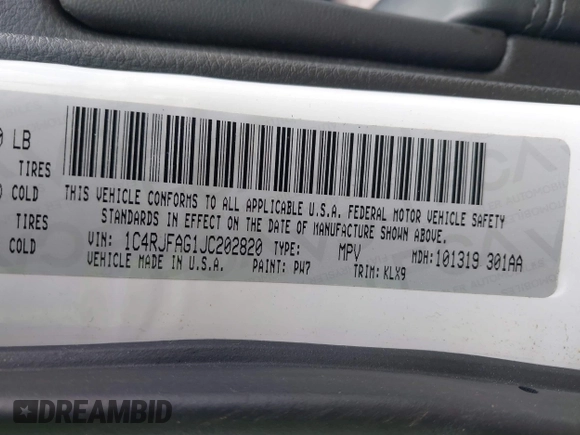 2018 Jeep Grand Cherokee Altitude with VIN 1C4RJFAG1JC202820, listed as a IAAI auction lot 42257958 with 86,117 mi miles and . Bid and sale history available at DreamBid. Image 9.
