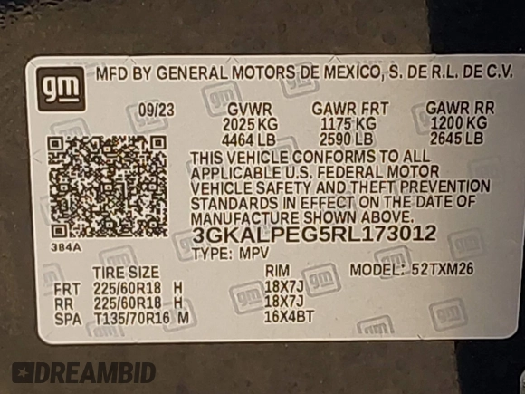 2024 GMC Terrain SLT с VIN 3GKALPEG5RL173012, выставлен на аукционе IAAI как лот 41768848 с пробегом 21 952 миль миль и . История ставок и продаж доступна на DreamBid. Изображение 8.