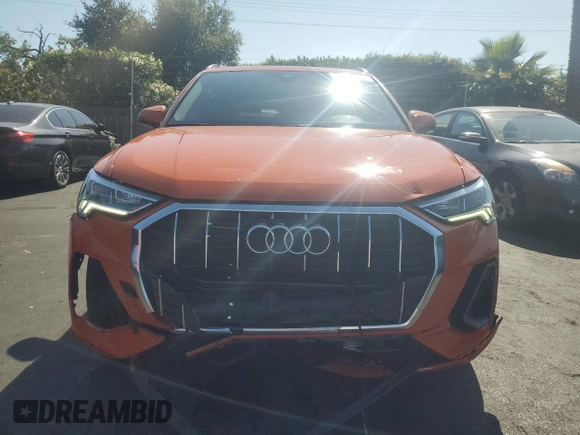2020 Audi Q3 S line Premium Plus with VIN WA1EECF31L1021717, listed as a Copart auction lot 62613915 with 58,247 mi miles and Salvage title. Bid and sale history available at DreamBid. Image 5.
