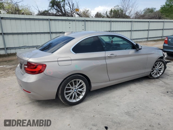 2015 BMW 2 Series 228i with VIN WBA1F5C51FV257605, listed as a Copart auction lot 50991415 with 122,396 mi miles and Salvage Title. Bid and sale history available at carsss.com. Image 3.